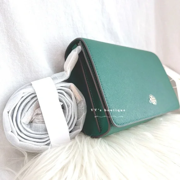 NWT Tory Burch Emerson Combo Leather Crossbody Emerald Stone Forest Green 58440